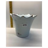 VERY PALE BLUE AND TERRACOTTA PLANTER MADE IN