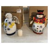 CANDLE HOLDERS SNOWMEN