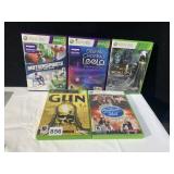 X BOX 360 GAMES GUN, LEELA, TWO WORLDS, AM. IDOL,