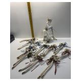 GLASS CENTER BIRD HOUSE W/ BUNNY AT BASE AND BIRD