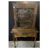 ANTIQUE GLASS FRONT SINGLE DRAWER STAND