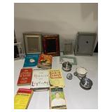 PICTURE FRAMES, BOOKS, PEDESTAL DISHES, USS