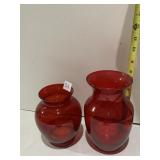 2 RUBY VASES