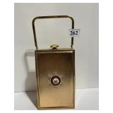 TYROLEAN BRASS TONE BOX PURSE WITH SNAP LOCK AND