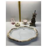 MARBLE MADE IN ITALY TRINKET DISH, 14" GILDED