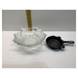 BLENKO GLASS CANDY DISH AND GRISWOLD CAST IRON