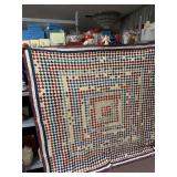 ANTIQUE QUILT 82" X 82" ONE SMALL TEAR ON BORDER
