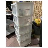 PLASTIC STORAGE CABINET, TIE DOWN STAKES, ETC.