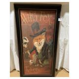 WILEY FOX TAVERN, 33.5X17.5 FRAMED NOVELTY BAR