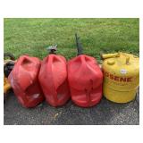 KEROSENE CAN AND 3 GAS CANS