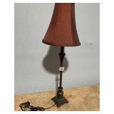 CANDLESTICK LAMP WITH BURGUNDY LAMP