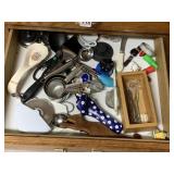 CAN OPENER, MEASURING CUPS, PIZZA CUTTER, SPOON
