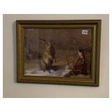 PRINT RABBITS IN SNOW WITH BIRD ON TREE 17 H X 22