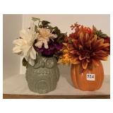OWL & PUMPKIN DECORATION WITH ARTIFICIAL FLOWERS