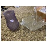 GLASS BRIDE BASKET, PURPLE VASE
