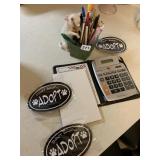 CAT BASKET PEN HOLDER, PENS, CALCULATOR, ETC.