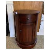 WOODEN STAND 1 DRAWER, 1 DOOR, 25 H X 27 ROUND