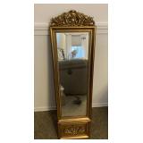 WALL MIRROR DECORATIVE TOP 35 H X 9 W, GOLD