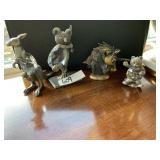 MINIATURE PEWTER & CRYSTAL KANGAROO, KOALA,