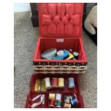 SEWING KIT WICKER BASKET