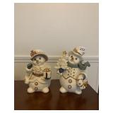PORCELAIN SNOWMAN & SNOWWOMAN