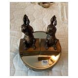 RABBIT BOOKENDS VICTORIAN TRADING CO. MIRRORED