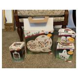 CHRISTMAS OF JOY DISHES, PLUS HANDLE BASKET, SALT