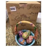 JIM SHORE NIB EASTER BASKET WITH EGGS