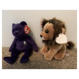 LION & PURPLE BEAR TY BABIES