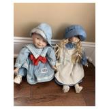 BOY AND GIRL BISQUE DOLL LEATHER SHOES AND HAT