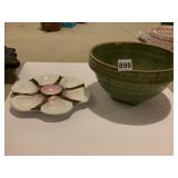 OYSTER DISH, POTTERY BOWL W/ CHIP