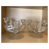 PAIR OF ETCHED CANDLE HOLDERS