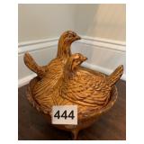 NESTING HEN FOOTED DISH