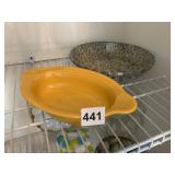 FIESTA OVAL DISH & ROSEVILLE POTTERY PIE PAN