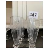 6 BEAUTIFUL ETCHED CRYSTAL CHAMPAGNE GLASSES