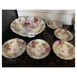 NIPPON BERRY SET W/ 5 BOWLS ROSE MOTIF W/ GOLD