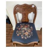NEEDLE POINTED SEAT BURLED WALNUT CHAIR