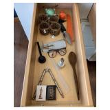 BEADED NAPKIN RINGS, WOOD SPOON, BABY GLASSES