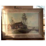 SIGNED PAINTING 14" X 31" DOES HAVE A SMALL HOLE