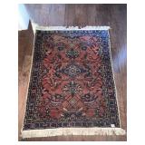 HAND WOVEN RUG IRAN BLUE & RED PRIMARY COLORS 58"