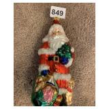 GLASS SANTA ORNAMENT