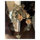 BRASS MUSIC STAND 46" H W/ FLORAL SWAG