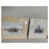 TWO SAILING PRINTS READY TO FRAME