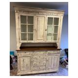 DREXEL COUNTRY HUTCH WHITEWASH 2 PIECE 62" W X