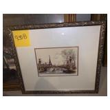 PARIS LAKE SCENE PRINT 1991 SIGNED LR SEE PHOTO