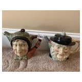 BESWICK TEA POTS W/ LIDS INSIDE CHIP ON WOMAN