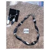 NATURAL POLISHED STONE NECKLACE AND EARRINGS NEW