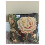 NEEDLE POINT PILLOW VELVET BACK 10" X 10"