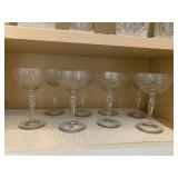 8 ETCHED CRYSTAL GLASSES CHAMPAGNE