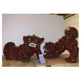 PAIR OF POTTERY FOO DOGS
